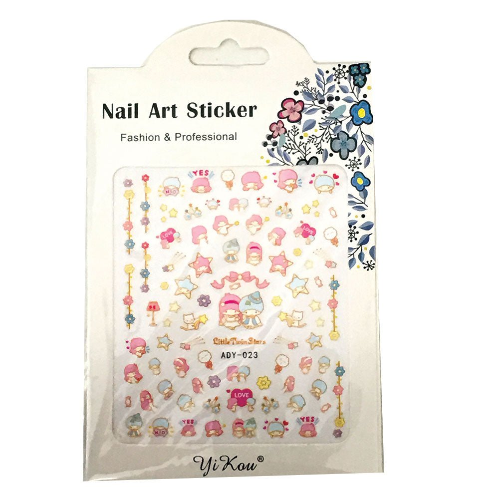 1pcs Cute Little Twin Stars Nail Art Decal Stickers