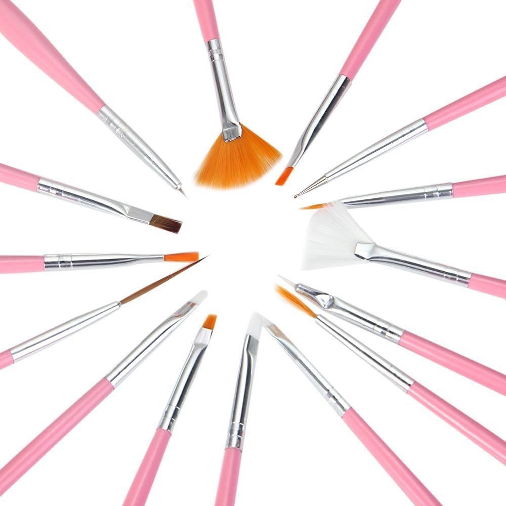 15pcs Nail Art Painting Brush with 5pcs Dotting Pen Set