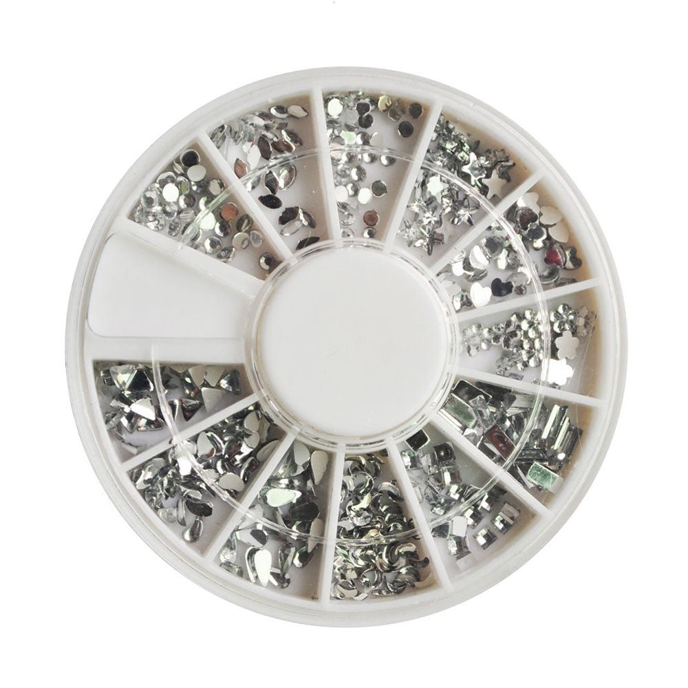 12 Shapes Nail Art Rhinestones (Silver)
