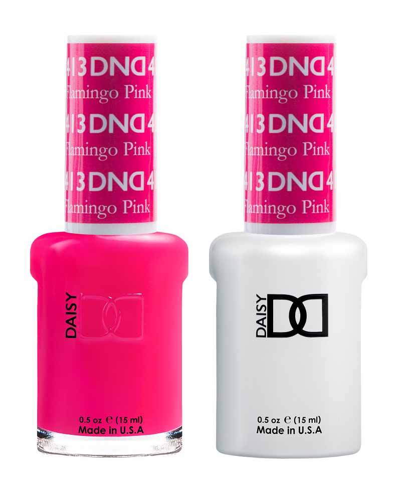DND DUO Nail Lacquer and UV|LED Gel Polish Flamingo Pink 413 (2 x 15ml)
