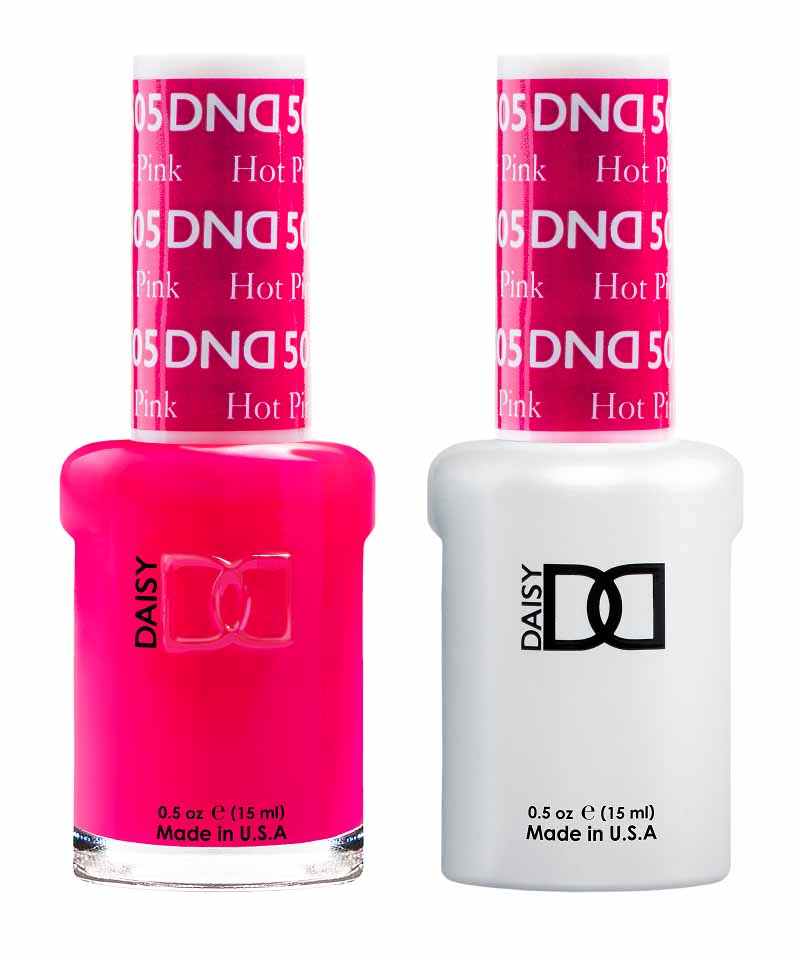DND DUO Nail Lacquer and UV|LED Gel Polish Hot Pink 505 (2 x 15ml)