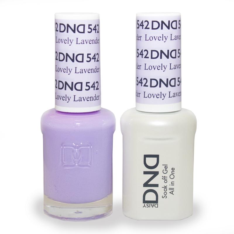 DND DUO Nail Lacquer and UV|LED Gel Polish Lovely Lavender 542 (2 x 15ml)