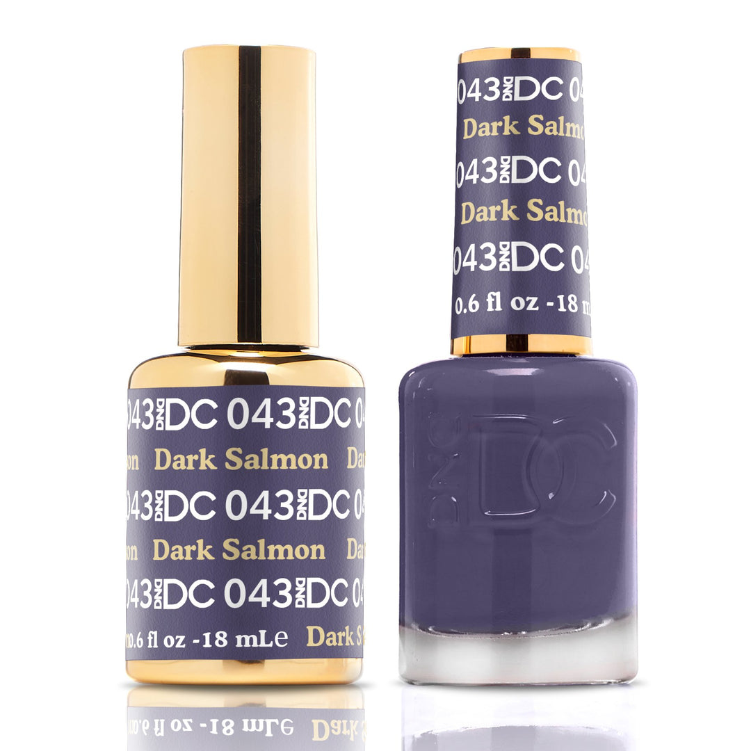 DND DUO Nail Lacquer and UV|LED Gel Polish Dark Salmon DC043 (18ml)