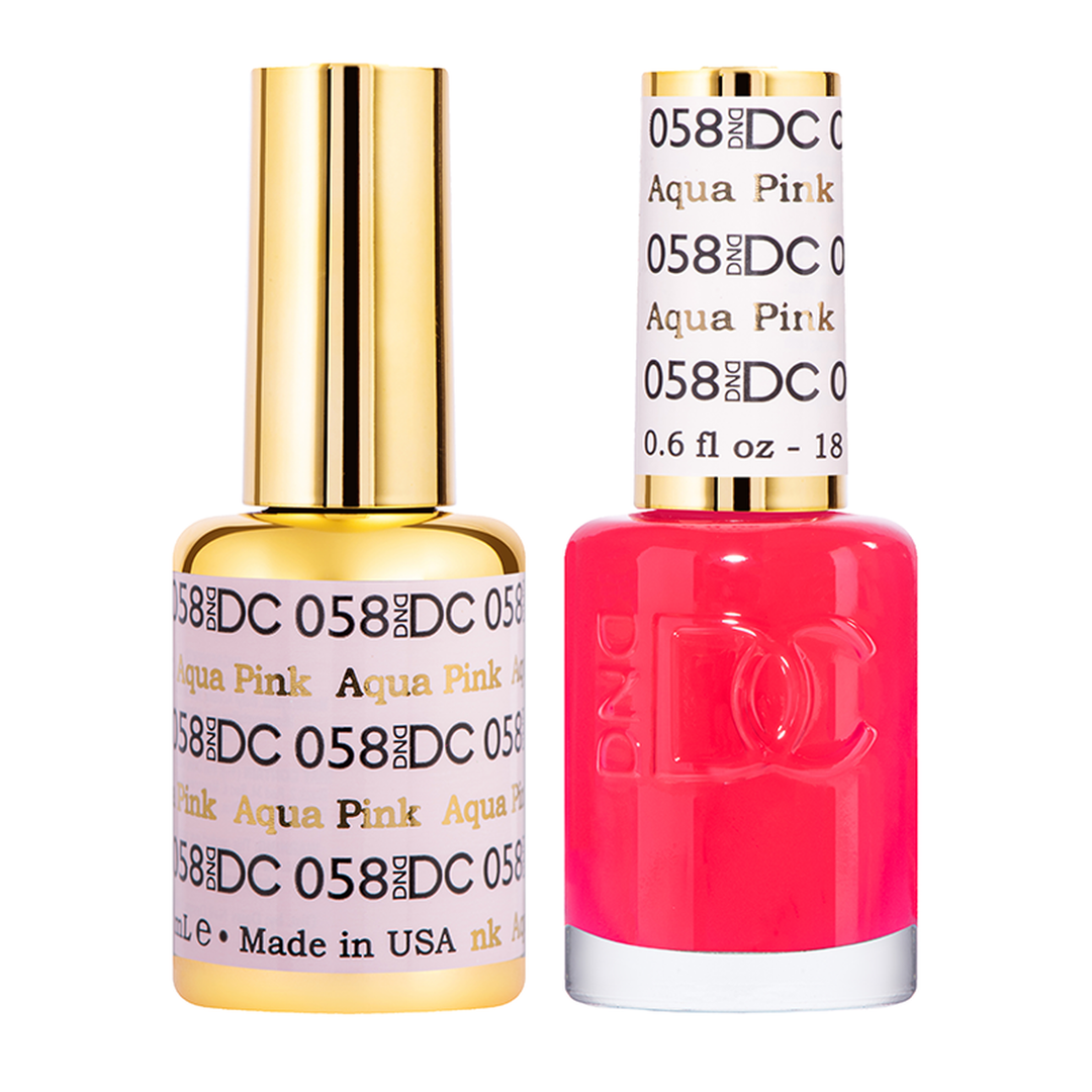 DND DUO Nail Lacquer and UV|LED Gel Polish Aqua Pink DC058 (18ml)