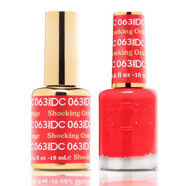 DND DUO Nail Lacquer and UV|LED Gel Polish Shocking Orange DC063 (18ml)