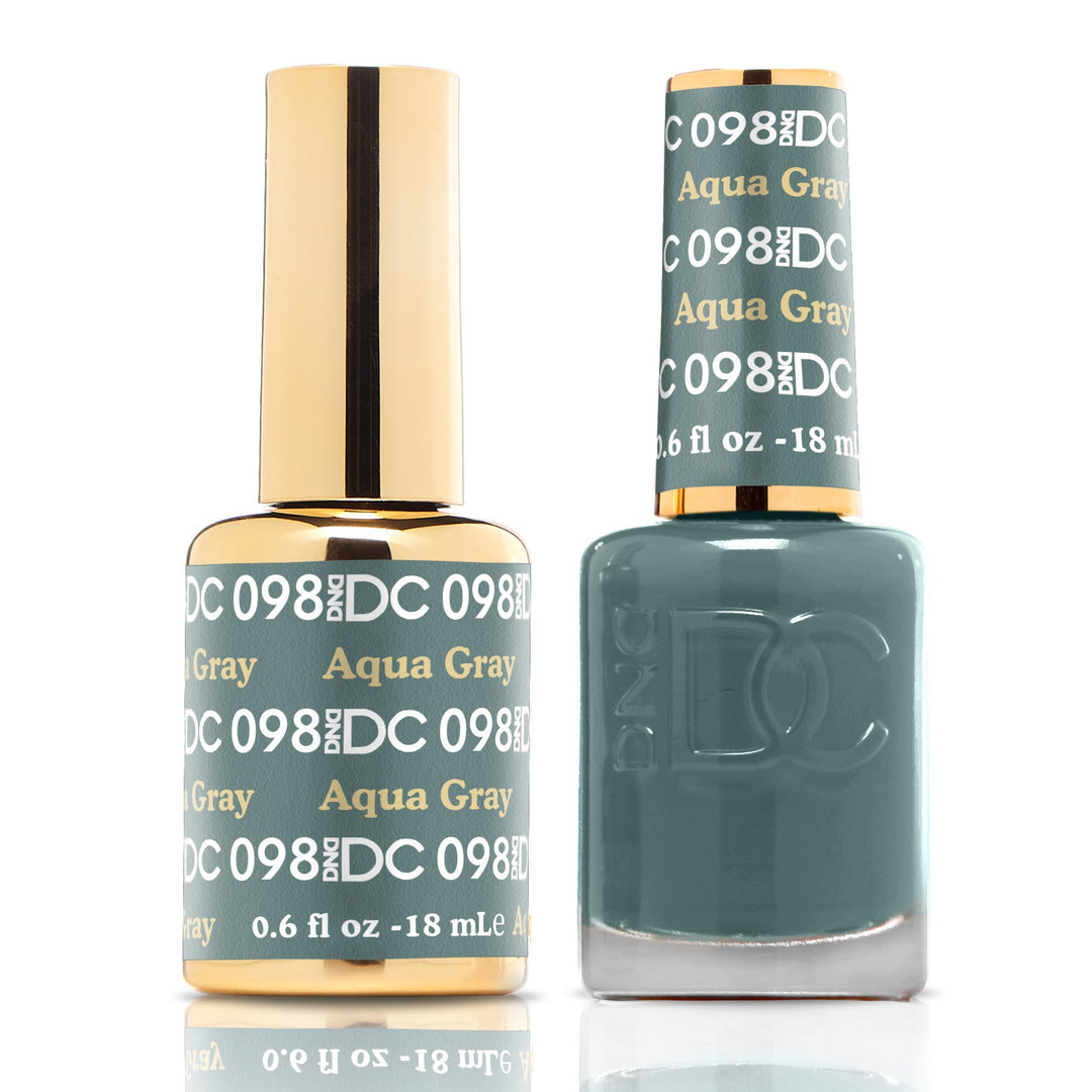 DND DUO Nail Lacquer and UV|LED Gel Polish Aqua Gray DC098 (18ml)