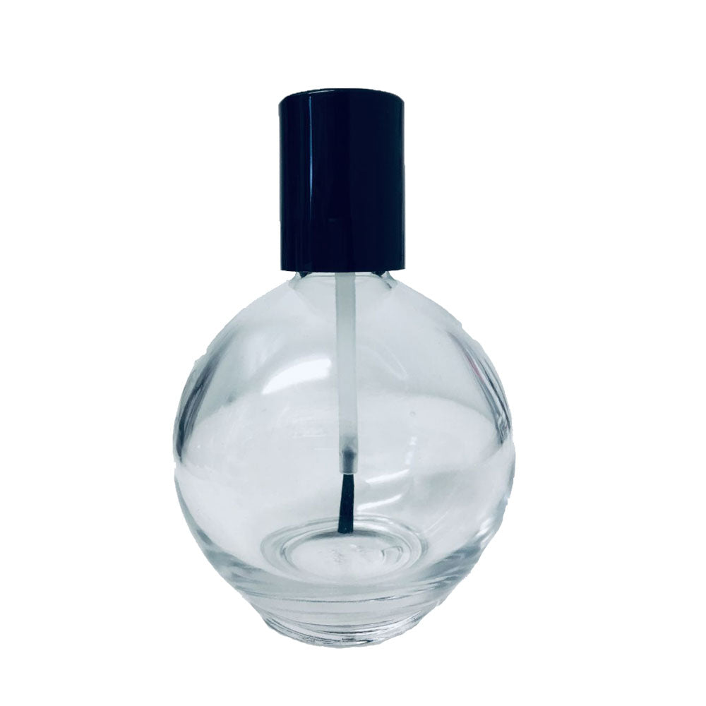 Empty Round Clear Glass Polish Bottle 2.25oz