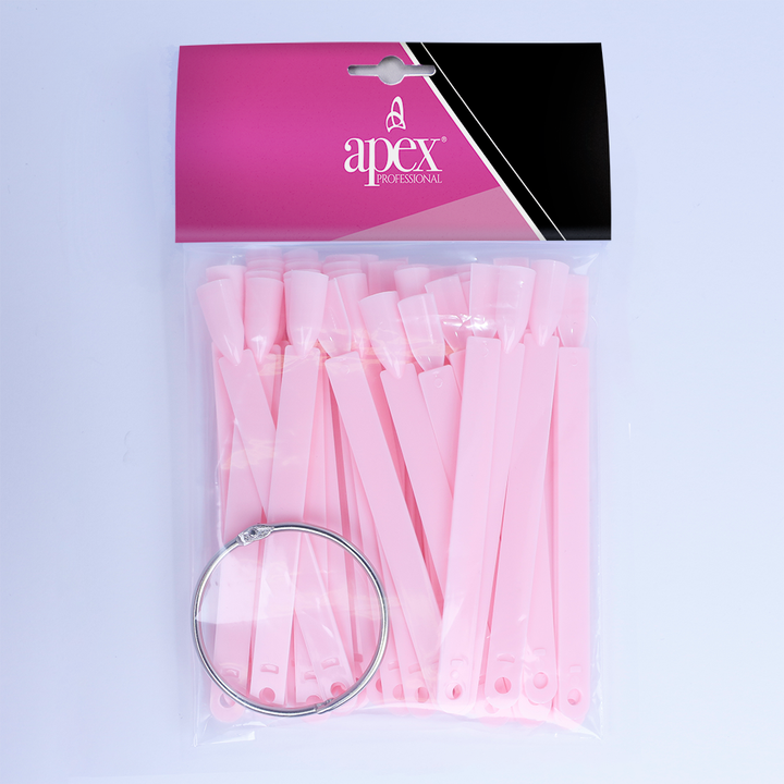 Apex® Professional 50pcs Nail Colour Display Ring (Pink 50 Tips)