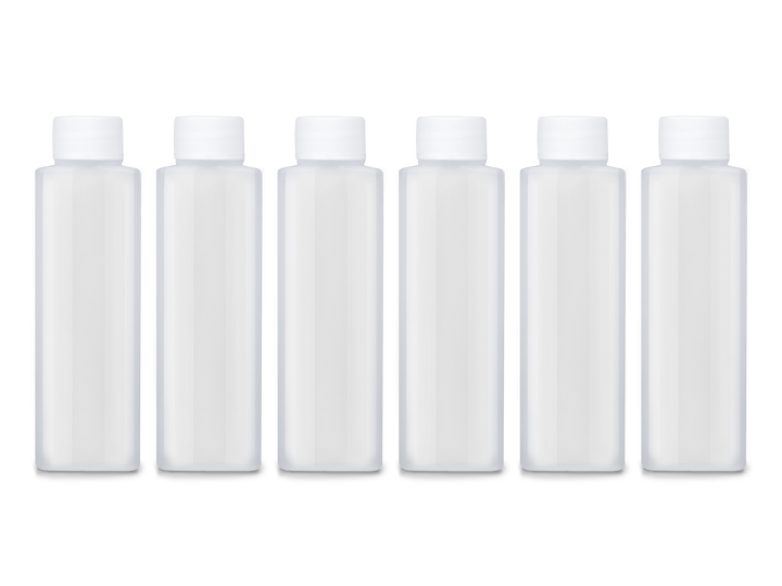 6 Pack 50ml Refillable Travel Bottles – Clear HDPE Plastic Cosmetic & Toiletry Containers with Screw Caps