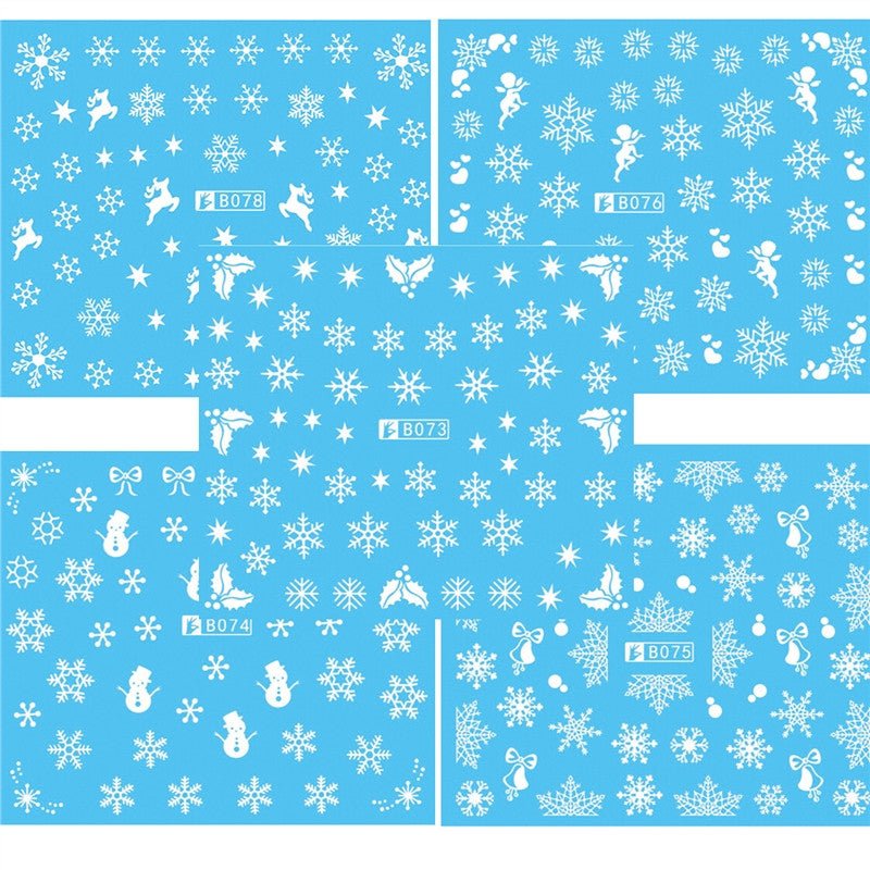 5pcs Nail Art Stickers Christmas Snow Nail Art Stickers Decals Decoration Snowflake Design