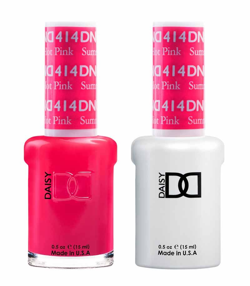 DND DUO Nail Lacquer and UV|LED Gel Polish Summer Hot Pink  414 (2 x 15ml)