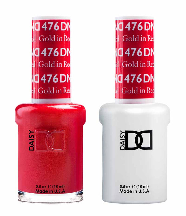 DND DUO Nail Lacquer and UV|LED Gel Polish Gold In Red  476 (2 x 15ml)