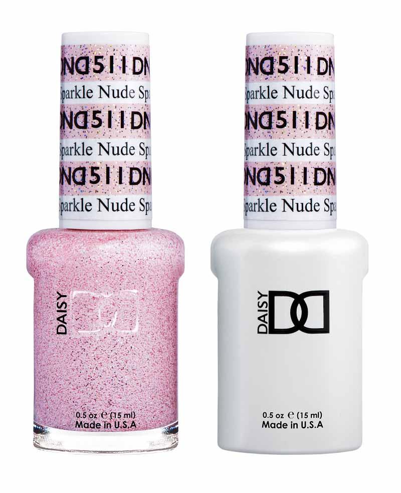 DND DUO Nail Lacquer and UV|LED Gel Polish Nude Sparkle 511 (2 x 15ml)