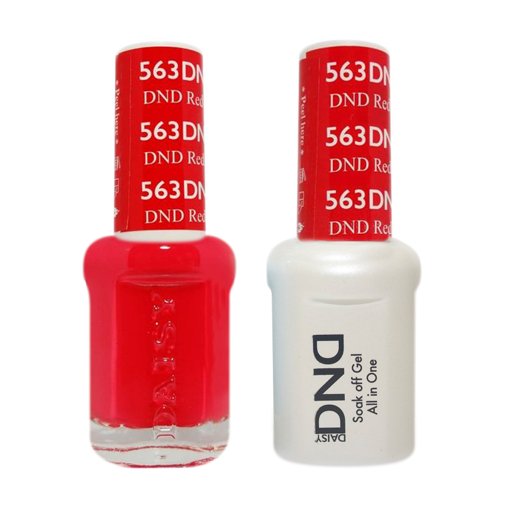 DND DUO Nail Lacquer and UV|LED Gel Polish DND Red 563 (2 x 15ml)