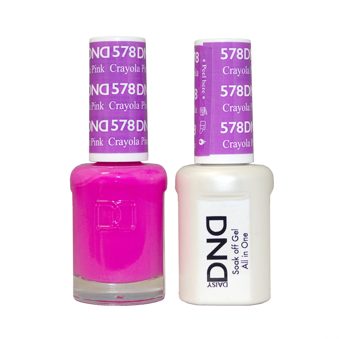 DND DUO Nail Lacquer and UV|LED Gel Polish Crayola Pink 578 (2 x 15ml)