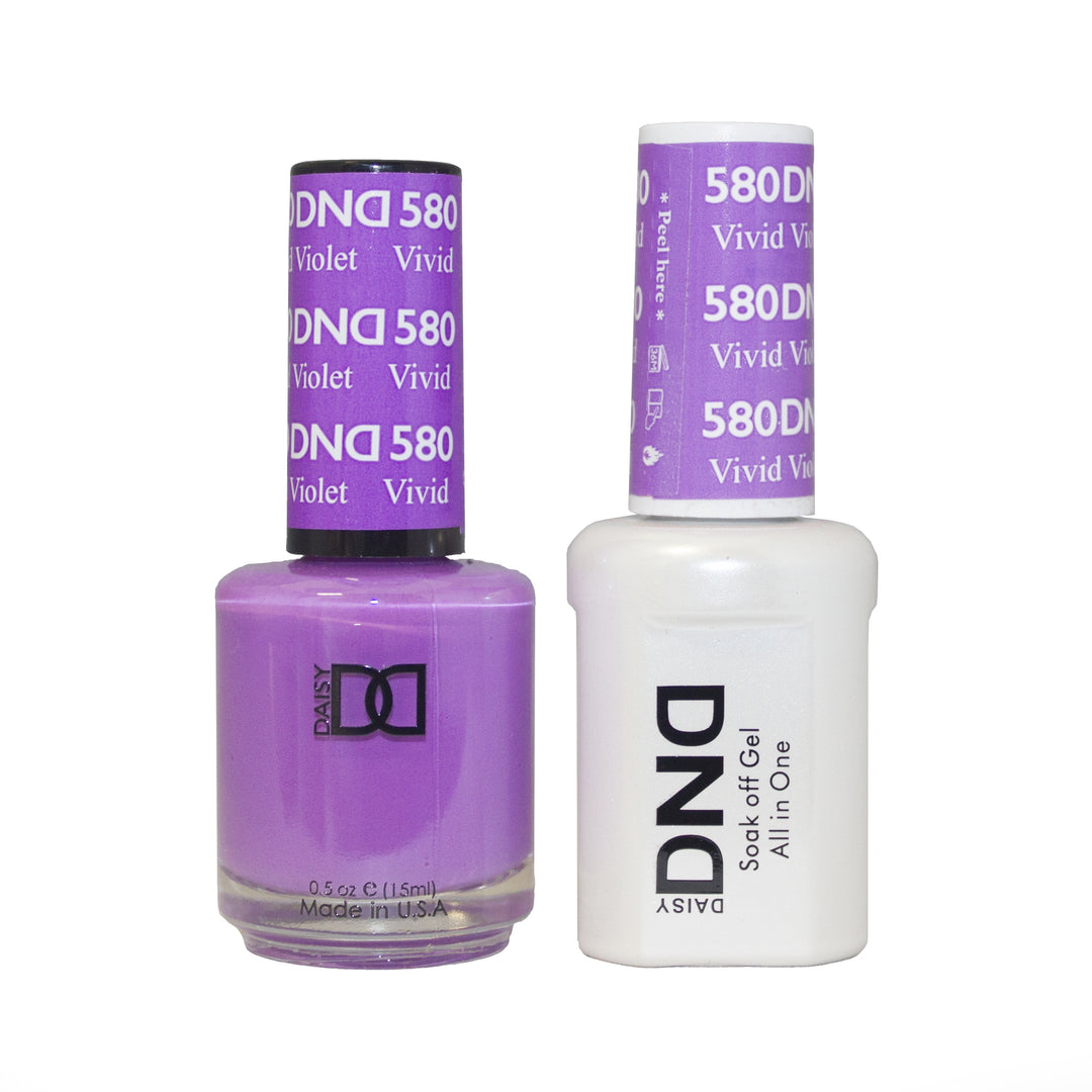 DND DUO Nail Lacquer and UV|LED Gel Polish Vivid Violet 580 (2 x 15ml)