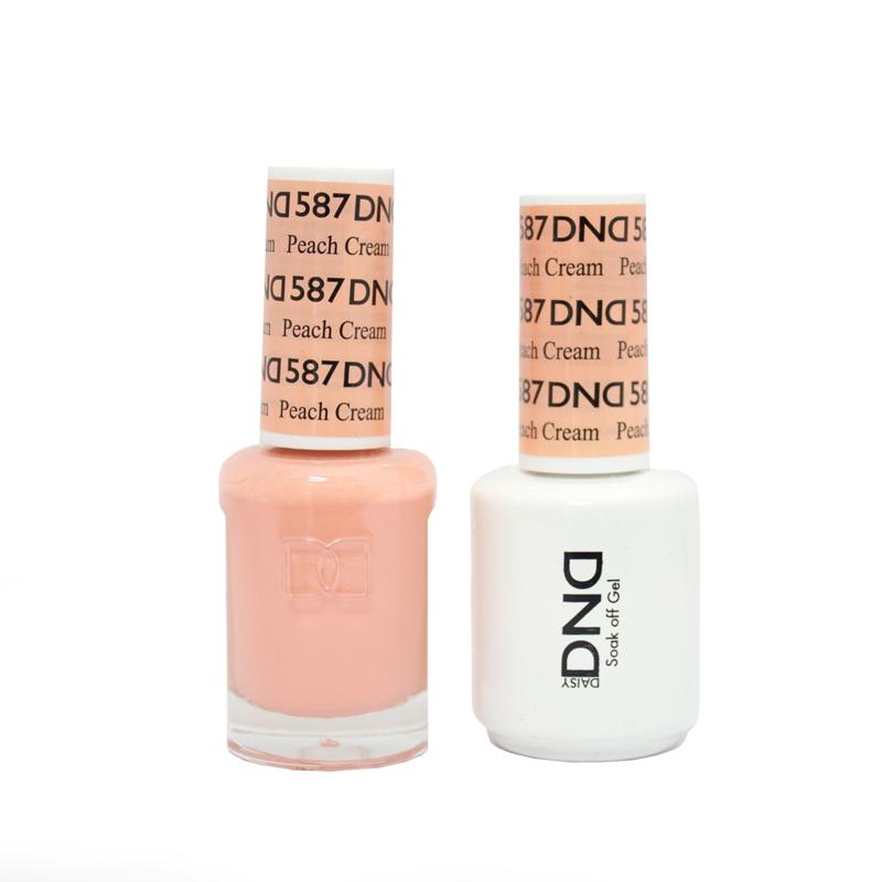 DND DUO Nail Lacquer and UV|LED Gel Polish Peach Cream 587 (2 x 15ml)