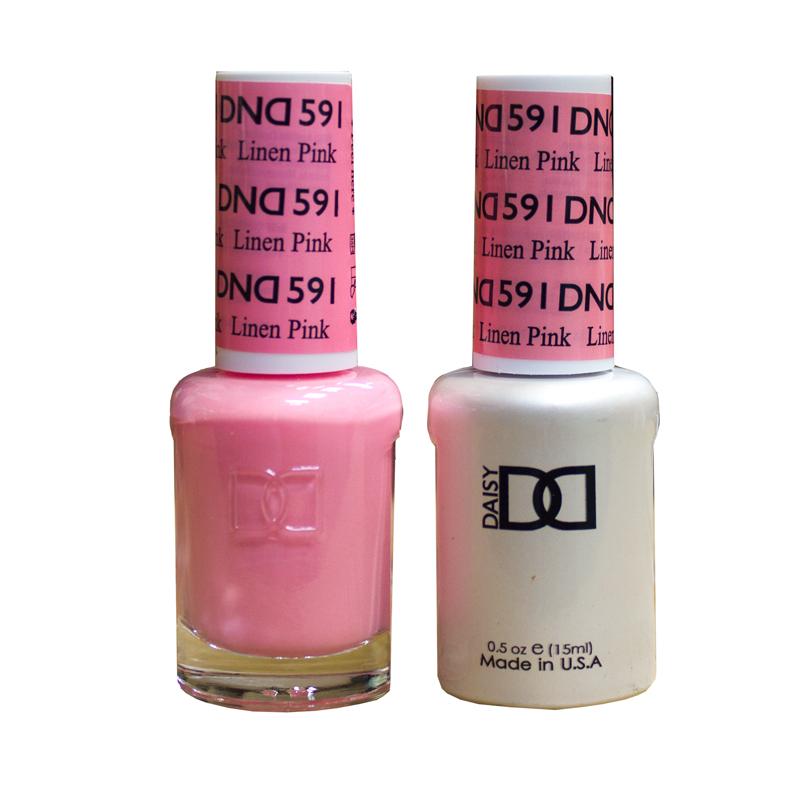 DND DUO Nail Lacquer and UV|LED Gel Polish Linen Pink 591 (2 x 15ml)