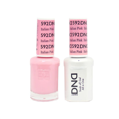 DND DUO Nail Lacquer and UV|LED Gel Polish Italian Pink 592 (2 x 15ml)