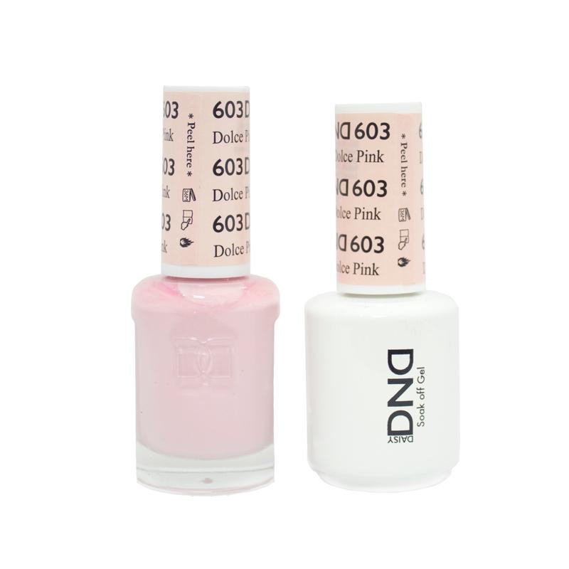 DND DUO Nail Lacquer and UV|LED Gel Polish Dolce Pink 603 (2 x 15ml)