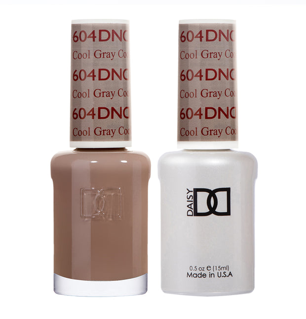 DND DUO Nail Lacquer and UV|LED Gel Polish Cool Gray 604 (2 x 15ml)
