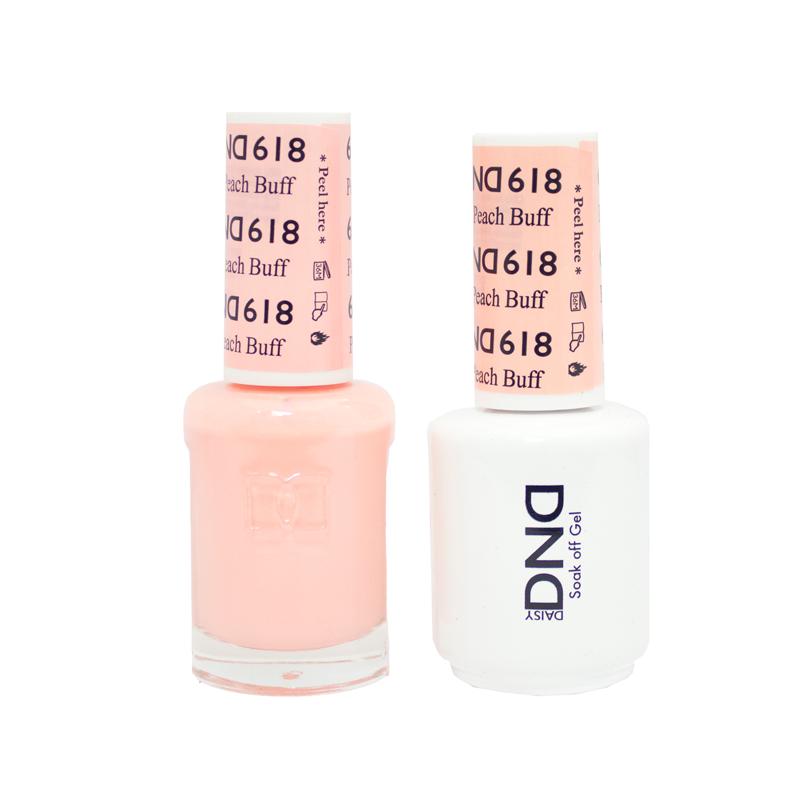 DND DUO Nail Lacquer and UV|LED Gel Polish Peach Buff 618 (2 x 15ml)