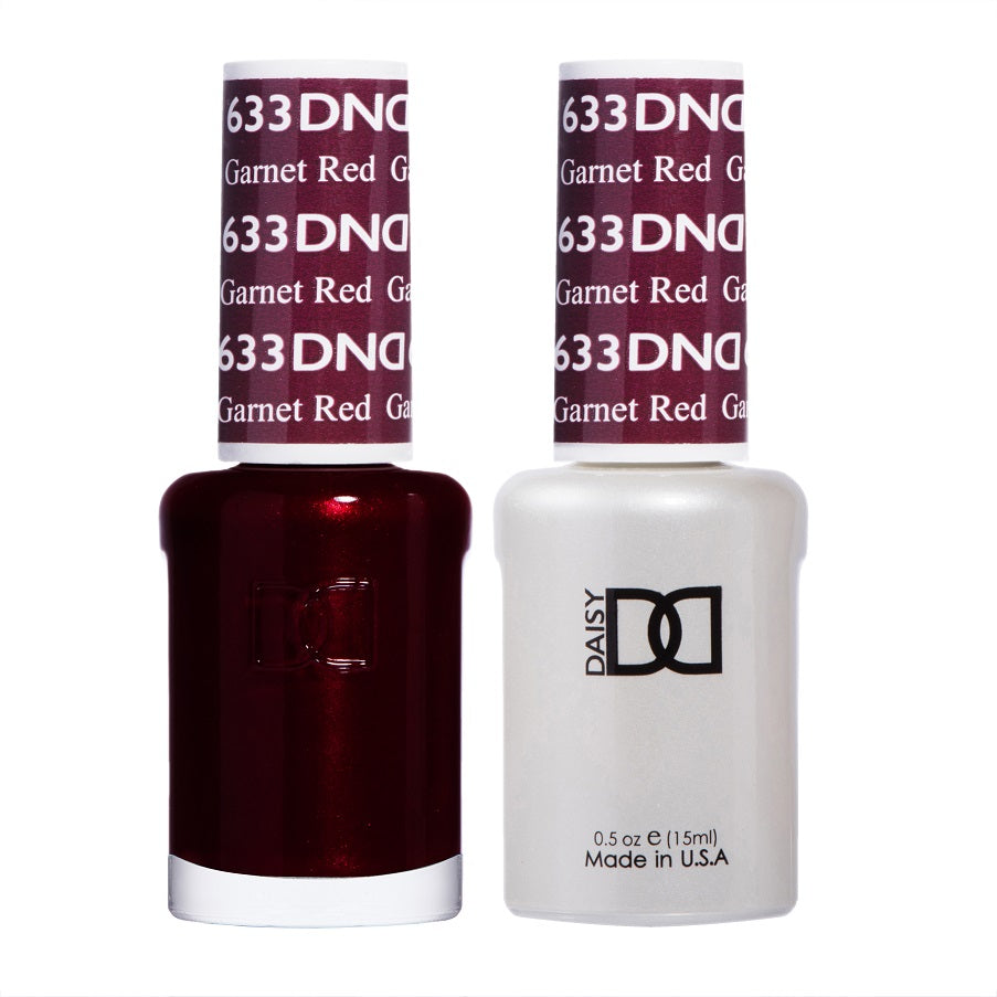 DND DUO Nail Lacquer and UV|LED Gel Polish Garnet Red 633 (2 x 15ml)