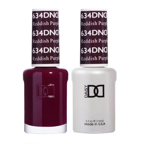 DND DUO Nail Lacquer and UV|LED Gel Polish Reddish Purple 634 (2 x 15ml)