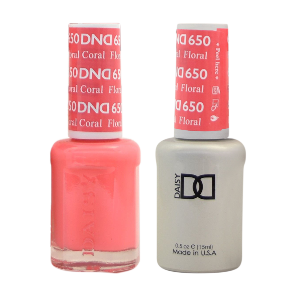 DND DUO Nail Lacquer and UV|LED Gel Polish Floral Coral 650 (2 x 15ml)