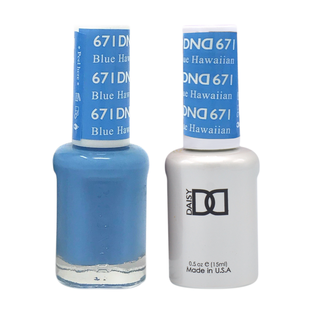DND DUO Nail Lacquer and UV|LED Gel Polish Blue Hawaiian 671 (2 x 15ml)