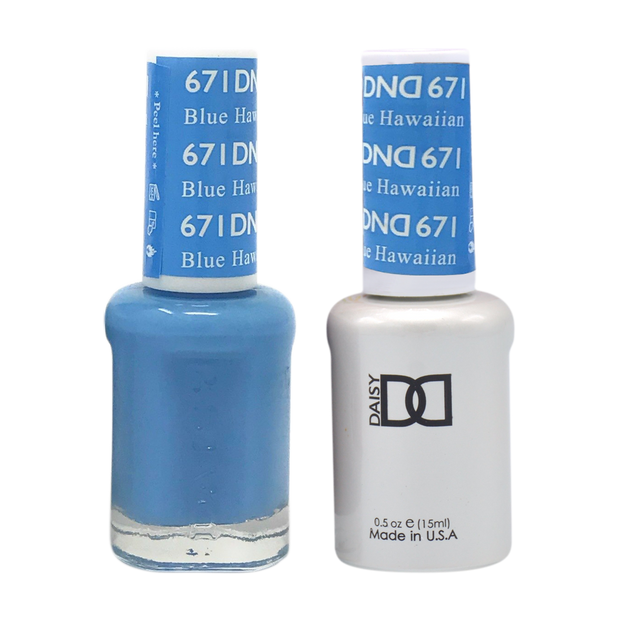 DND DUO Nail Lacquer and UV|LED Gel Polish Blue Hawaiian 671 (2 x 15ml)