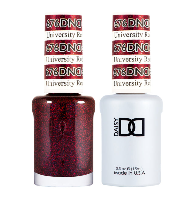 DND DUO Nail Lacquer and UV|LED Gel Polish University Red 676 (2 x 15ml)