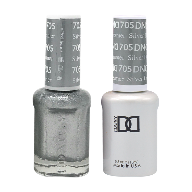 DND DUO Nail Lacquer and UV|LED Gel Polish Silver Dreamer 705 (2 x 15ml)