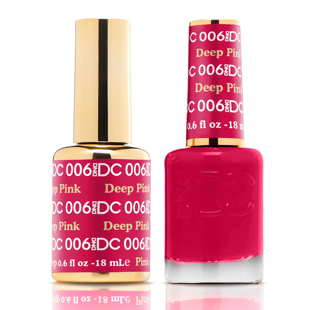 DND DUO Nail Lacquer and UV|LED Gel Polish Deep Pink DC006 (18ml)