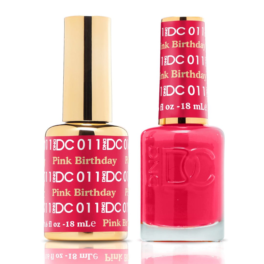 DND DUO Nail Lacquer and UV|LED Gel Polish Pink Birthday DC011 (18ml)