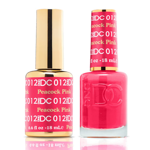 DND DUO Nail Lacquer and UV|LED Gel Polish Peacock Pink DC012 (18ml)