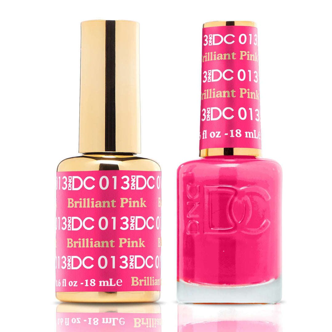 DND DUO Nail Lacquer and UV|LED Gel Polish Brilliant Pink DC013 (18ml)