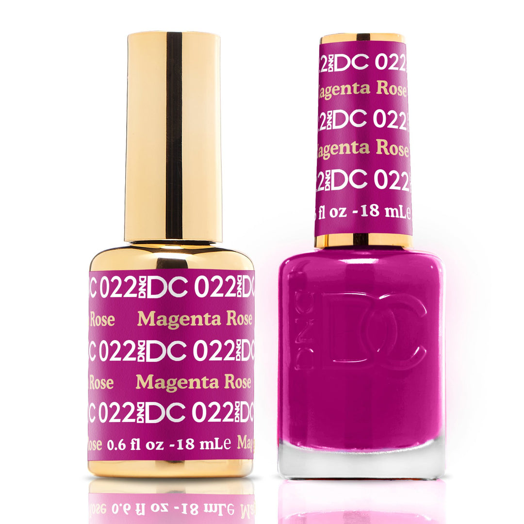 DND DUO Nail Lacquer and UV|LED Gel Polish Magenta Rose DC022 (18ml)