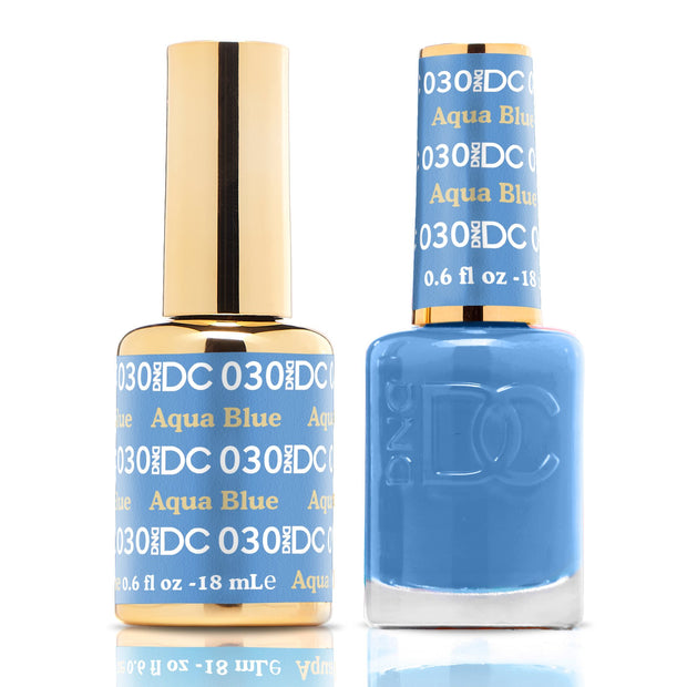 DND DUO Nail Lacquer and UV|LED Gel Polish Aqua Blue DC030 (18ml)