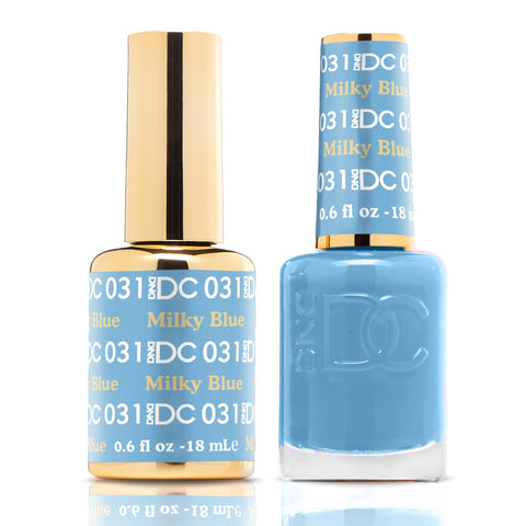 DND DUO Nail Lacquer and UV|LED Gel Polish Milky Blue DC031 (18ml)