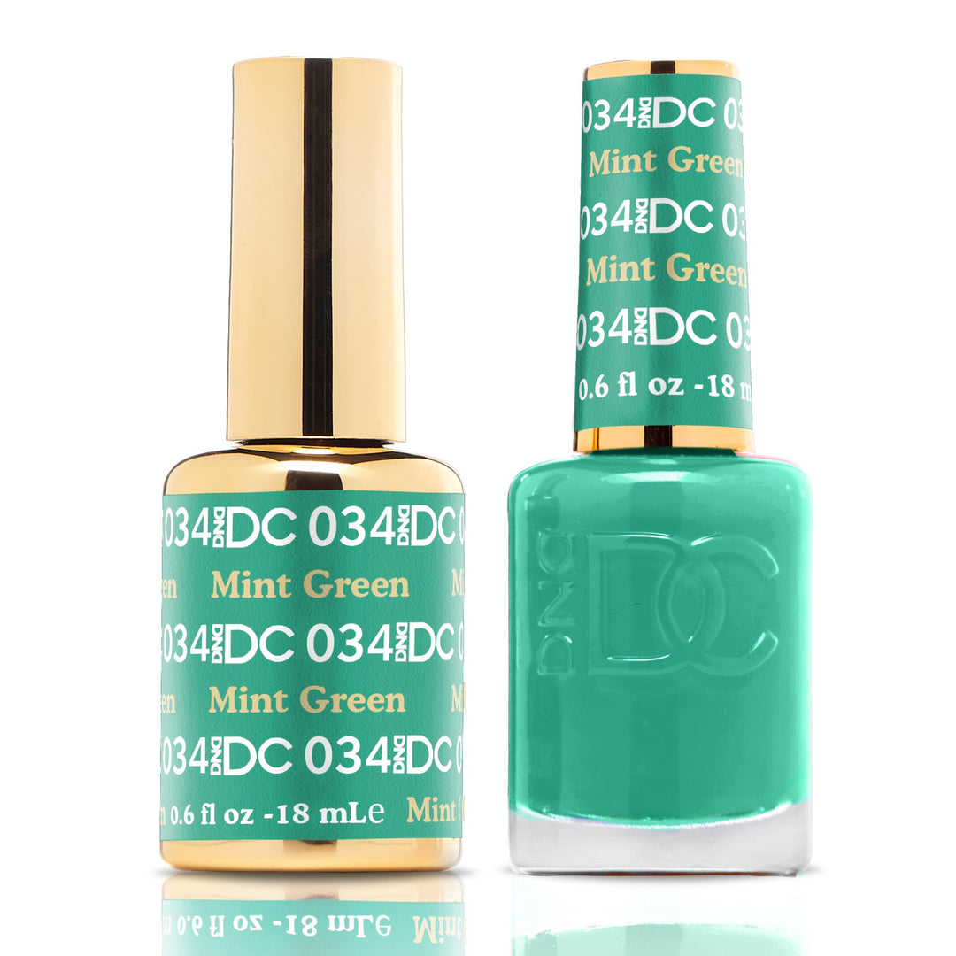 DND DUO Nail Lacquer and UV|LED Gel Polish Mint Green DC034 (18ml)