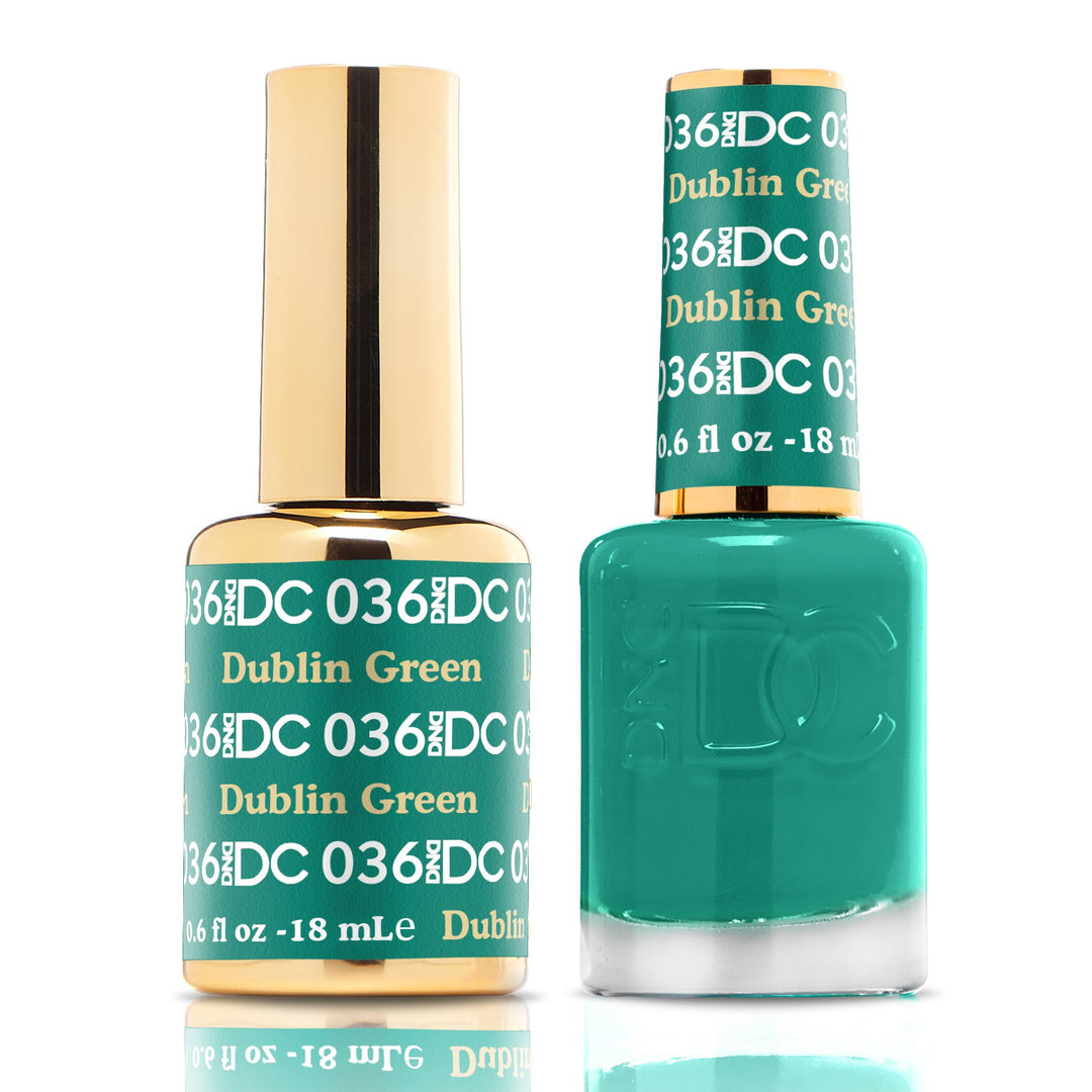 DND DUO Nail Lacquer and UV|LED Gel Polish Dublin Green DC036 (18ml)