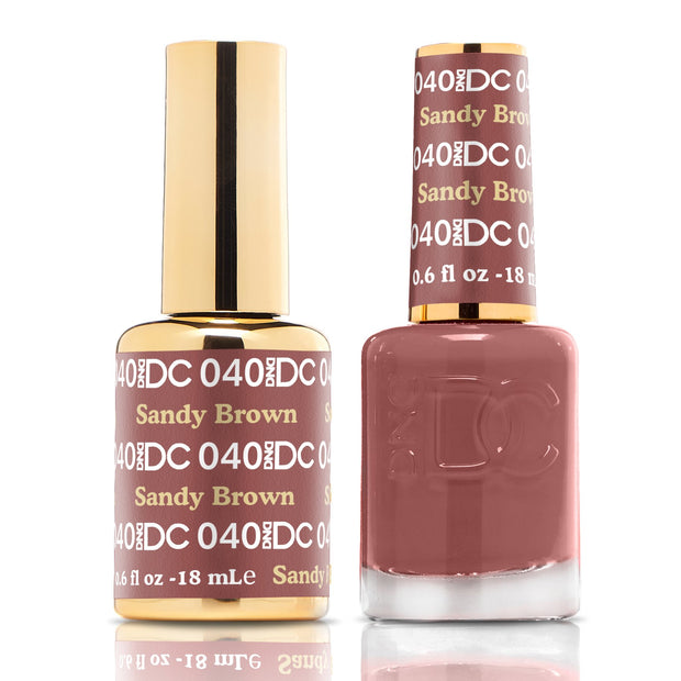 DND DUO Nail Lacquer and UV|LED Gel Polish Sandy Brown DC040 (18ml)
