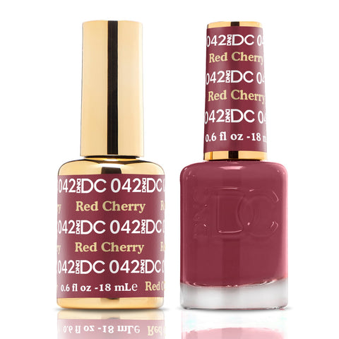 DND DUO Nail Lacquer and UV|LED Gel Polish Red Cherry DC042 (18ml)