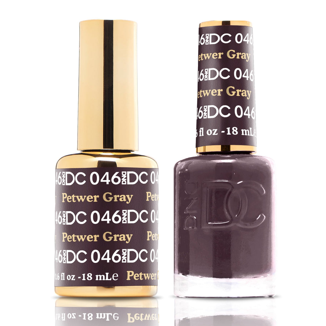 DND DUO Nail Lacquer and UV|LED Gel Polish Pewter Gray DC046 (18ml)