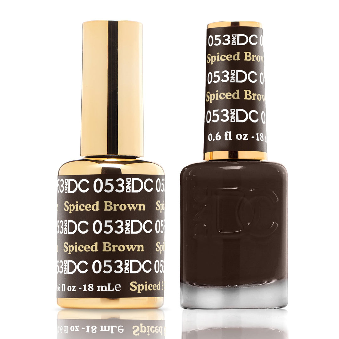 DND DUO Nail Lacquer and UV|LED Gel Polish Spice Brown DC053 (18ml)