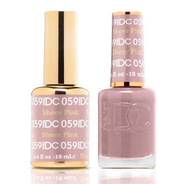 DND DUO Nail Lacquer and UV|LED Gel Polish Sheer Pink DC059 (18ml)