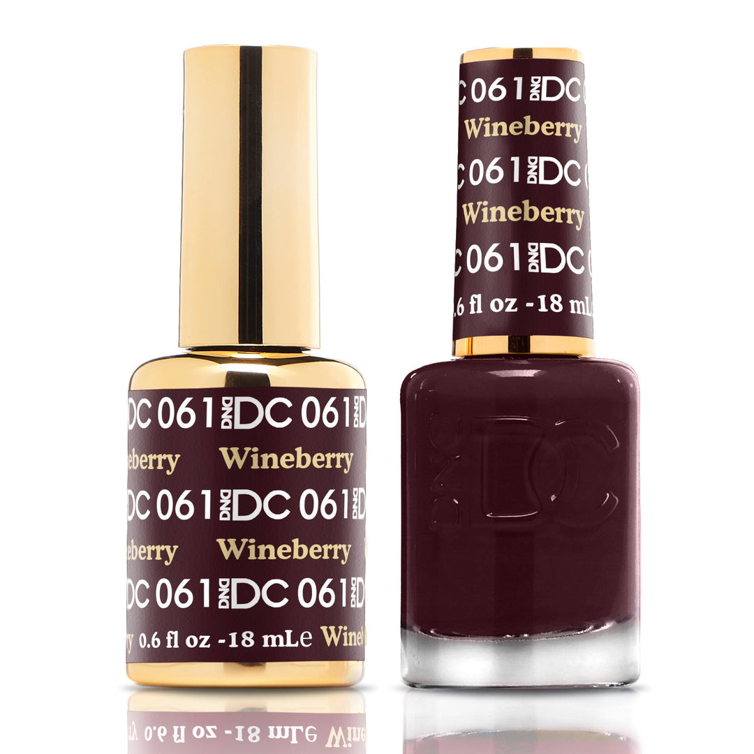 DND DUO Nail Lacquer and UV|LED Gel Polish Wine Berry DC061 (18ml)