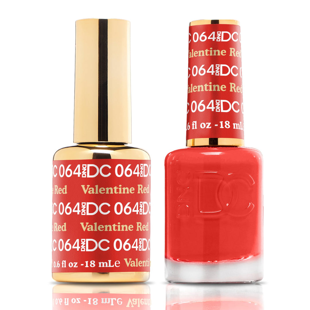 DND DUO Nail Lacquer and UV|LED Gel Polish Valentine Red DC064 (18ml)
