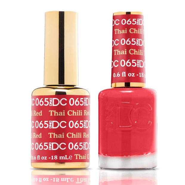 DND DUO Nail Lacquer and UV|LED Gel Polish Thai Chilli Red DC065 (18ml)